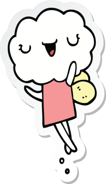 Bir insan tarafından çizilmiş şirin bir bulut kafalı yaratığın çıkartması.