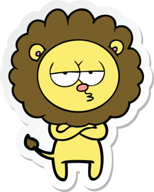 Bir insan tarafından çizilmiş yorgun bir aslanın çıkartması.