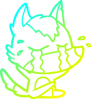 Bir insan tarafından çizilmiş ağlayan kurdun soğuk çizgi çizimi.