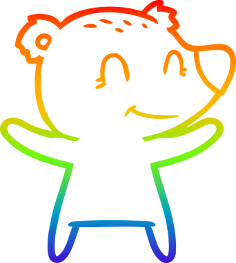 Bir insan tarafından çizilmiş gülümseyen ayı çizgi filmi.