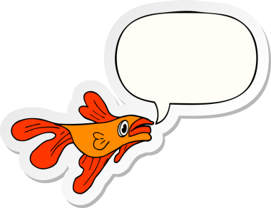 Bir insan tarafından çizilmiş konuşma kabarcığı çıkartmalı dövüş balığı.