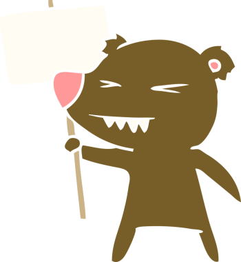 Kızgın ayı düz renkli karikatür bir insan tarafından çizilmiş.