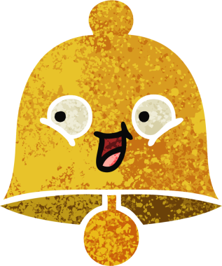 Bir insan tarafından çizilmiş bir çanın retro çizim tarzı karikatürü