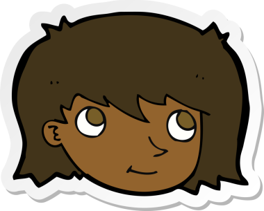 Bir insan tarafından çizilmiş karikatür kadın yüzü çıkartması.