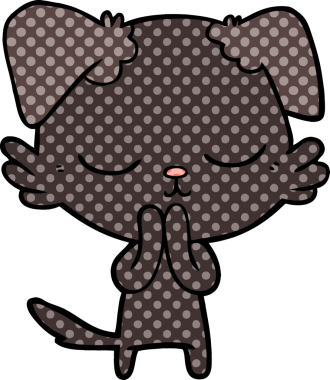 Bir insan tarafından çizilmiş şirin bir çizgi film köpeği.