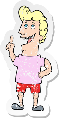 İnsan tarafından çizilmiş bir fikri olan karikatürcü bir adamın gerilimli çıkartması.