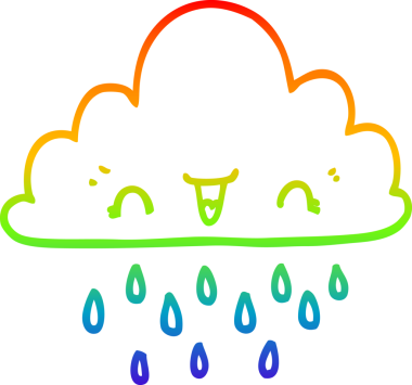 Gökkuşağı gradyan çizgi çizimi bir insan tarafından çizilmiş fırtına bulutu