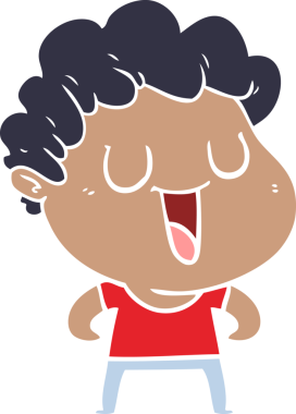 Bir insan tarafından çizilmiş düz renkli karikatür adam.