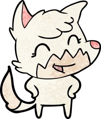 Bir insan tarafından çizilmiş mutlu çizgi film tilkisi.