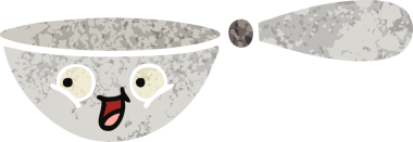 Bir insan tarafından çizilmiş bir ölçüm kaşığının retro çizim tarzı karikatürü