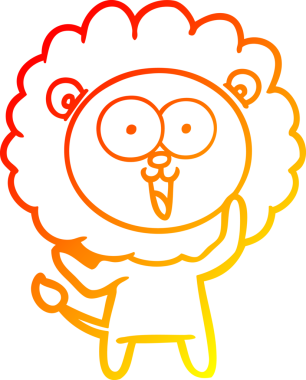 Bir insan tarafından çizilmiş mutlu çizgi film aslanının sıcak çizgi çizimi