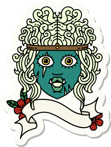 Bir insan tarafından çizilmiş bir ork barbar karakterinin çıkartması.