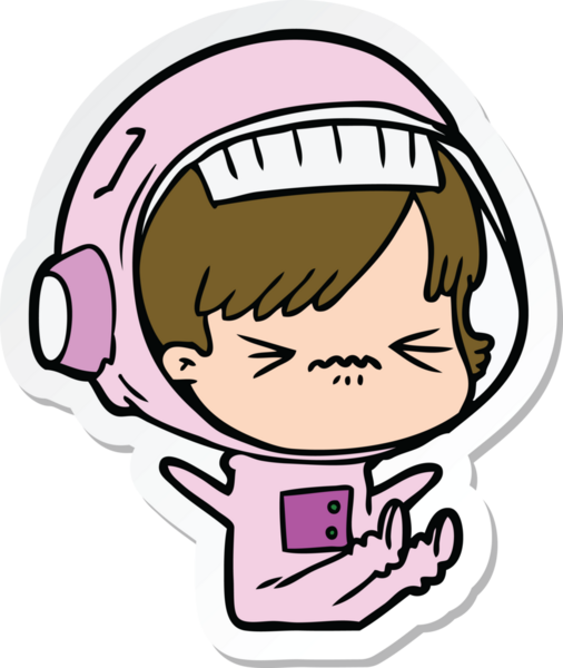 Bir insan tarafından çizilmiş astronot bir kadının çıkartması.