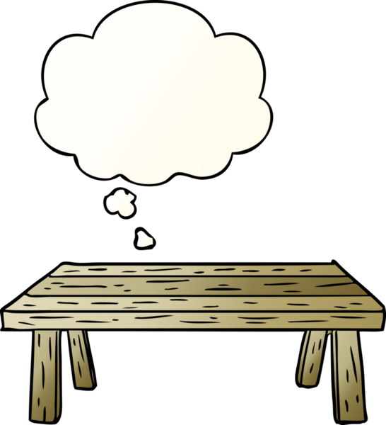 Bir insan tarafından çizilmiş yumuşak eğimli düşünce baloncuklu çizgi film tablosu