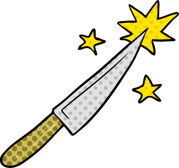 Bir insan tarafından çizilmiş keskin bir mutfak bıçağı.