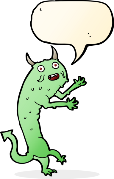 Bir insan tarafından çizilmiş konuşma balonlu bir şeytan.