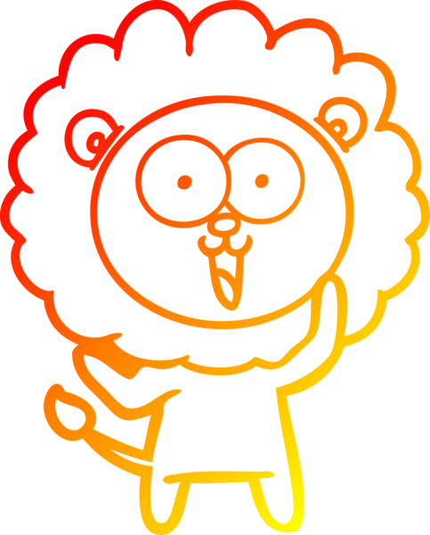 Bir insan tarafından çizilmiş mutlu çizgi film aslanının sıcak çizgi çizimi