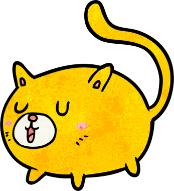 Bir insan tarafından çizilmiş mutlu bir kedi.