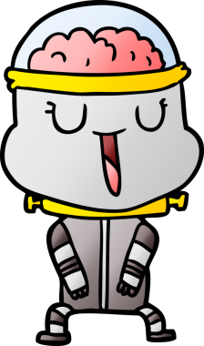 Bir insan tarafından çizilmiş mutlu çizgi film robotu