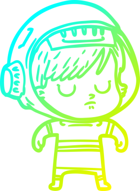 Bir insan tarafından çizilmiş soğuk gradyan çizgili astronot kadın çizimi.