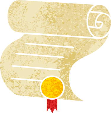 Bir insan tarafından çizilmiş önemli bir belgenin retro illüstrasyon tarzı karikatürü