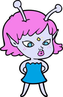 Bir insan tarafından çizilmiş güzel uzaylı kız.