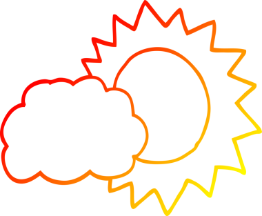 Bir insan tarafından çizilmiş bir karikatür hava durumunun sıcak çizgi çizimi