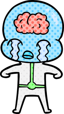 Bir insan tarafından çizilmiş koca beyinli bir uzaylı ağlaması.