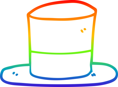 gökkuşağı gradyan çizgi çizimi bir insan tarafından çizilmiş silindir şapka