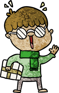 Bir insan tarafından çizilmiş paketli çizgi film çocuğu.