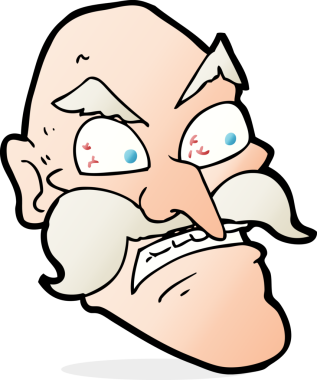 Bir insan tarafından çizilmiş kızgın yaşlı bir adam.