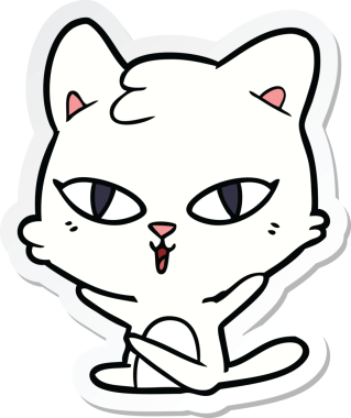 Bir insan tarafından çizilmiş çizgi film kedisinin çıkartması.