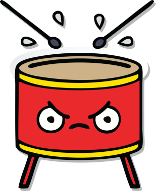 Bir insan tarafından çizilmiş şirin bir davulun çıkartması.