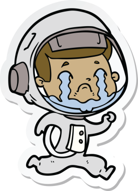 Bir insan tarafından çizilmiş ağlayan bir astronotun çıkartması.