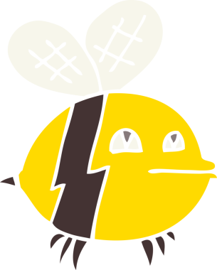 Bir insan tarafından çizilmiş düz renkli çizgi film arısı