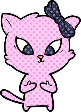 Bir insan tarafından çizilmiş çizgi film kedisi.