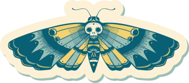 Geleneksel bir dövme stili olan ölüm pervanesi insan tarafından çizilmiş.