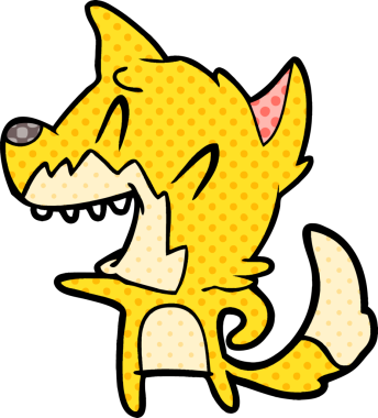 Bir insan tarafından çizilmiş gülen tilki çizgi filmi.