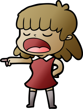 Çizgi filmdeki kadın bir insan tarafından yüksek sesle çizilmiş.