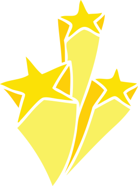 Bir insan tarafından çizilmiş garip çizgi film yıldızları.