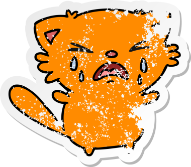 Bir insan tarafından çizilmiş ağlayan sevimli kawai kedisinin serbest sticker 'ı.