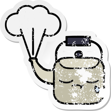 Bir insan tarafından çizilmiş dumanı tüten tatlı bir karikatür çıkartması.