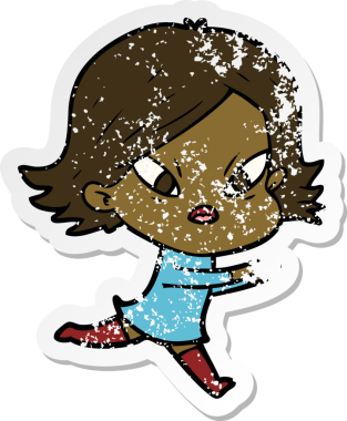 Bir insan tarafından çizilmiş stresli bir karikatür çıkartması.