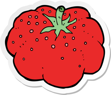 Bir insan tarafından çizilmiş bir domates etiketi.