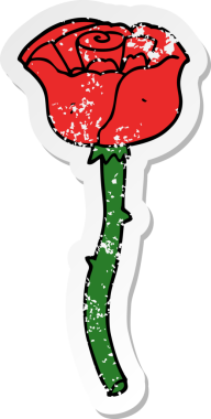 Bir insan tarafından çizilmiş karikatür çiçeğinin sıkıntılı çıkartması