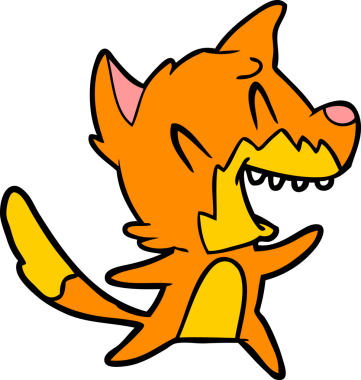 Bir insan tarafından çizilmiş gülen tilki çizgi filmi.