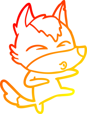 Bir insan tarafından çizilmiş bir kurt çizgi filminin sıcak çizgi çizimi.