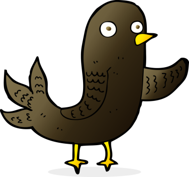 Bir insan tarafından çizilmiş çizgi film kuşları.