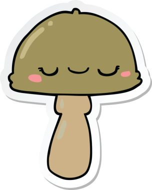 Bir insan tarafından çizilmiş karikatür mantarı çıkartması.