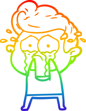 Bir insan tarafından çizilmiş ağlayan bir adamın çizdiği gökkuşağı gradyan çizgisi.